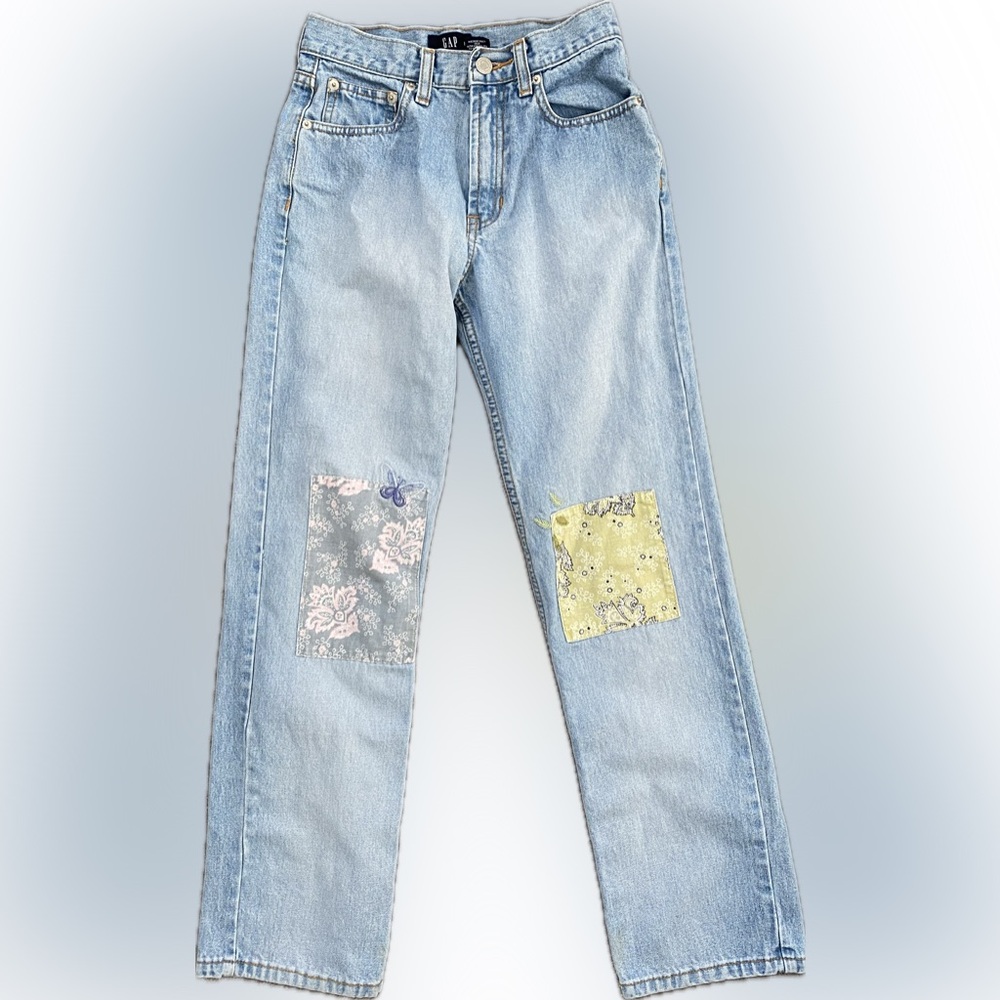 GAP Patched Straight Leg Jeans - Size 10 - EUC